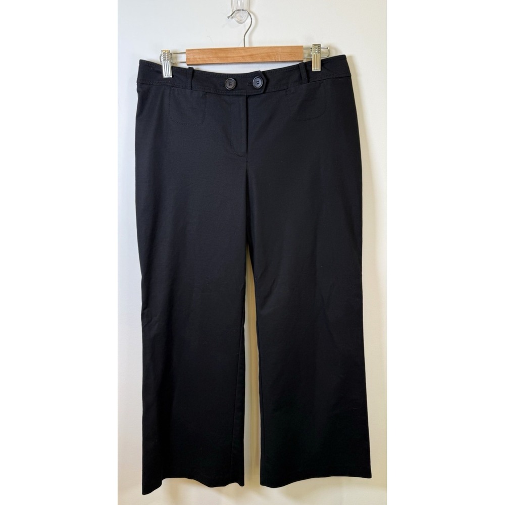 Ann Taylor Loft Womens Julie Trouser Pants 10 Black Wide Leg Career Office Baggy